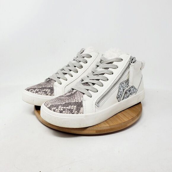 Dolce Vita Zonya Shoe Womens 8 Sneaker White Leather Wedge Double Zip High Top - Picture 6 of 13